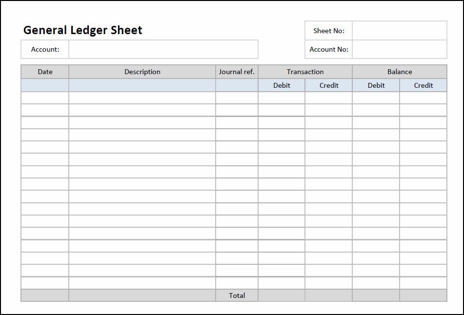 General Ledger Sheet Template | Clean | General ledger, Balance 