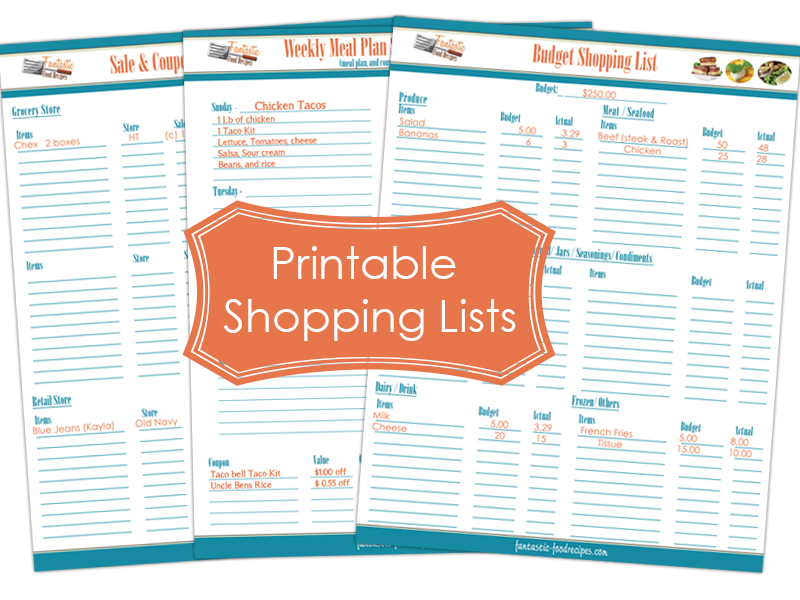 Printable Shopping Lists Make Shopping Easier   Fantastic Food Recipes