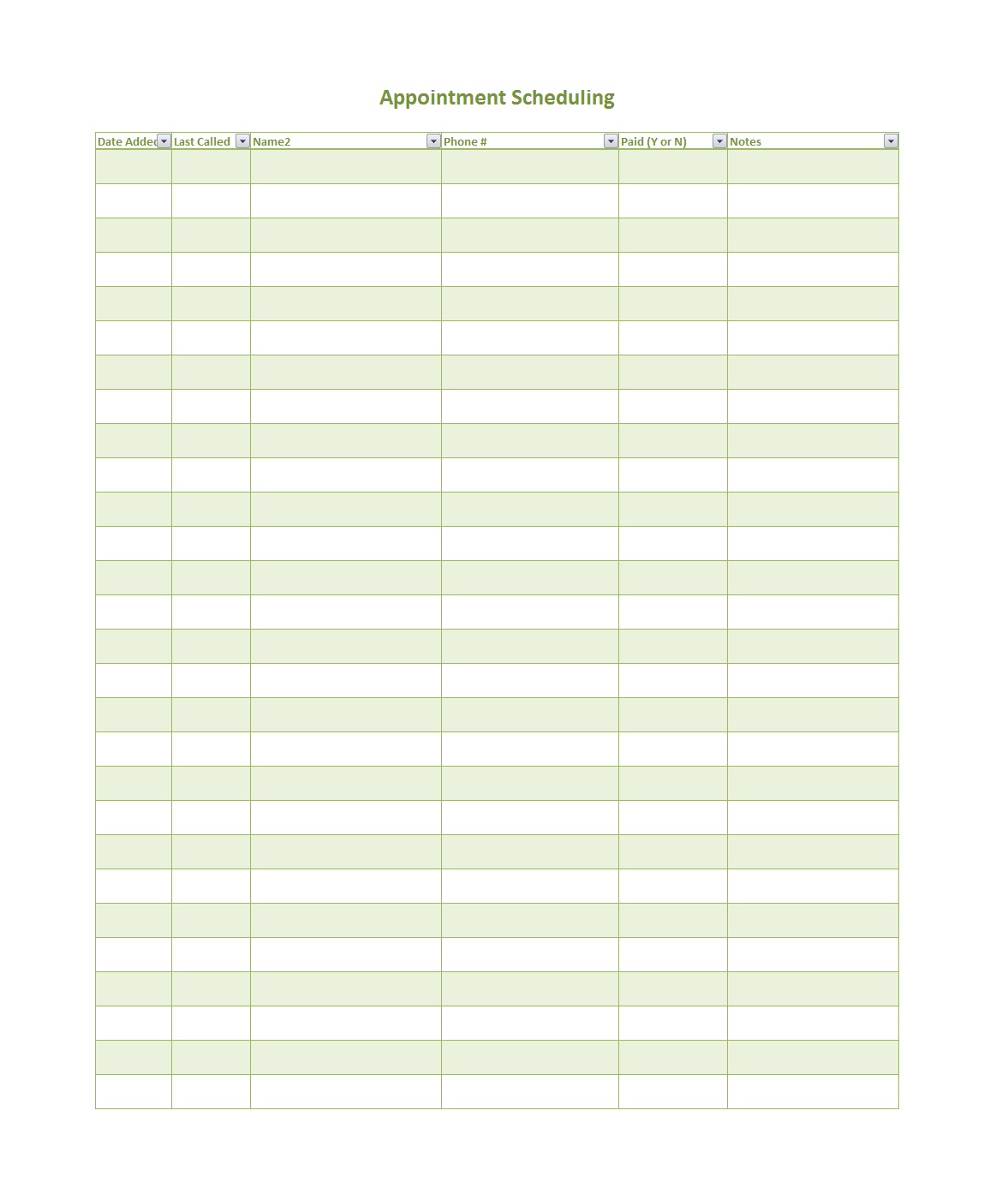 Appointment Sheets Printable Template Business PSD Excel Word PDF
