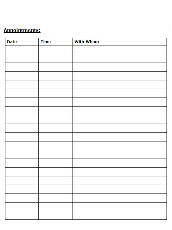 Customize Your Free Printable Appointment Sheet | House | Free 
