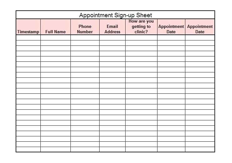 Daily Appointment Sheet