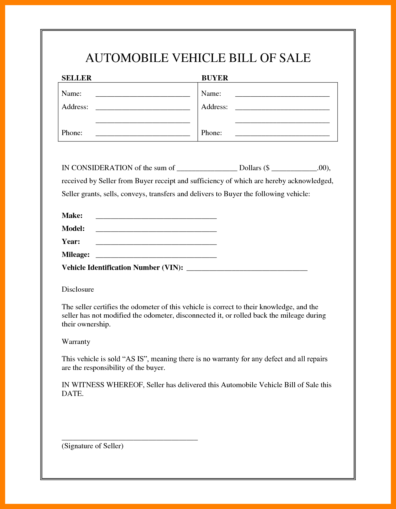 Free As Is No Warranty Form Fillable   Fill Online, Printable 