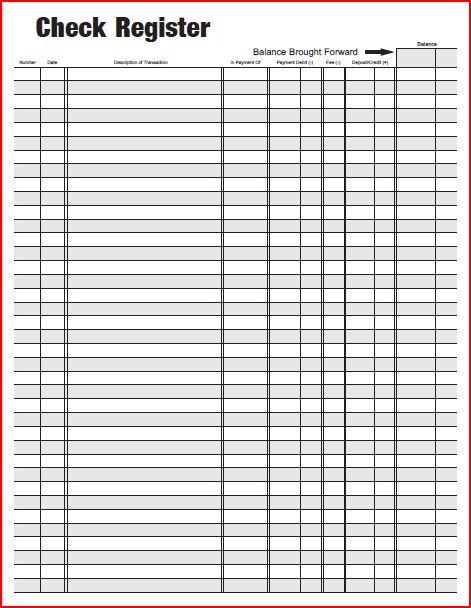37 Checkbook Register Templates [100% Free, Printable] ᐅ Template Lab