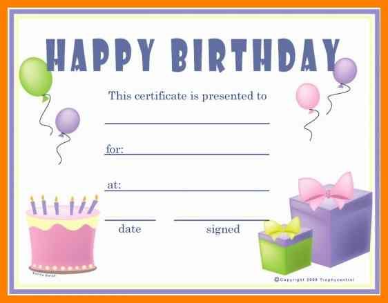 Gift Certificates Templates Free Printable Birthday Gift 