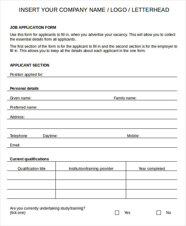 Job Application Printable Blank Resume Form Printable Forms Free Online