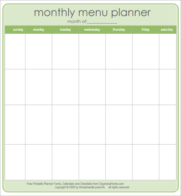 Free Monthly Menu Template from acmeofskill.com