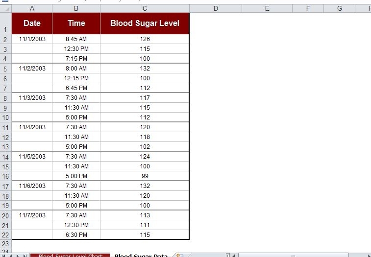 Free printable Blood Sugar Log (PDF) from Vertex42.| Debbie in 