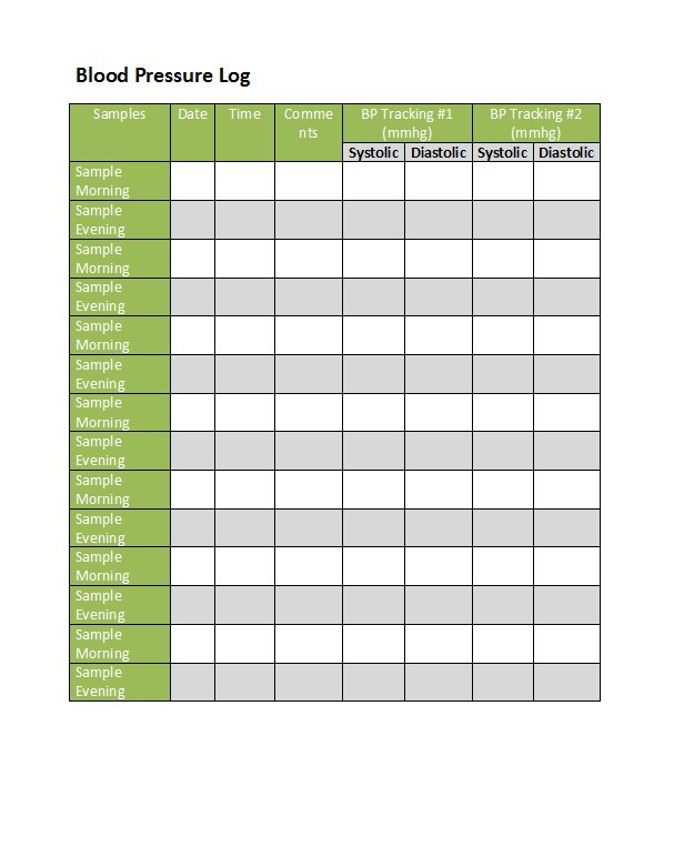 Blood Pressure Monitoring Chart Printable Template Business PSD Excel Word PDF