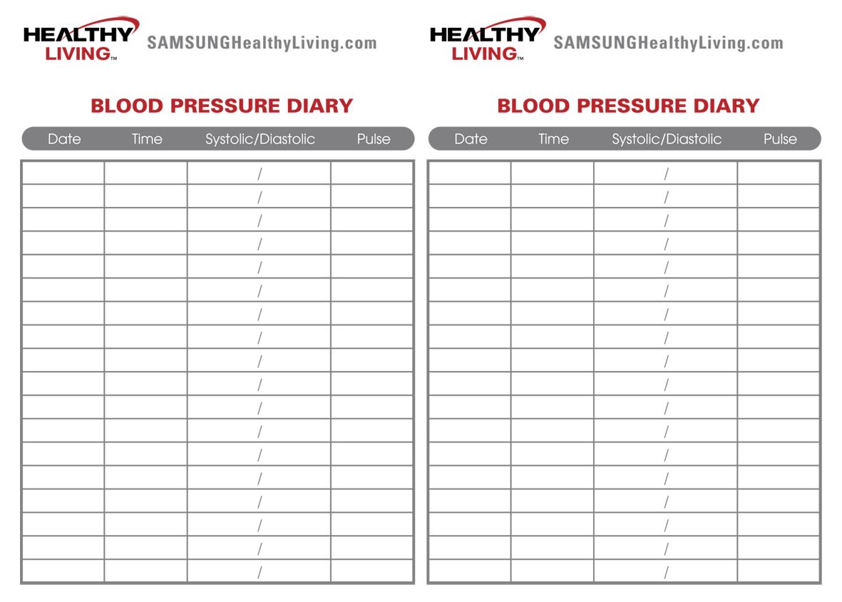 Blood Pressure Monitoring Charts Printable Template Business PSD