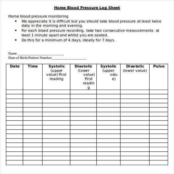 Blood Pressure Monitoring Charts Printable Template Business PSD Excel Word PDF