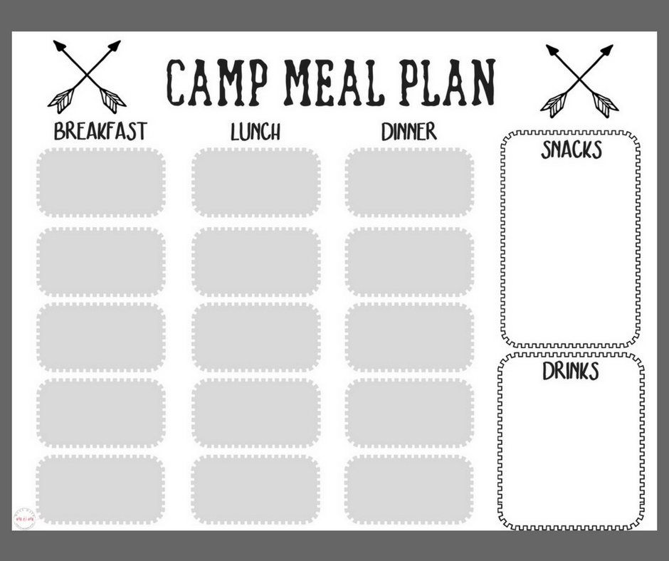 Free Printable Camping Food List + Menu Plan   Must Have Mom