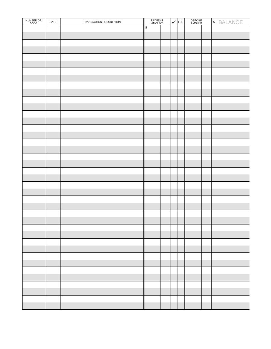 Checking Account Ledger Printable Template Business PSD Excel Word PDF