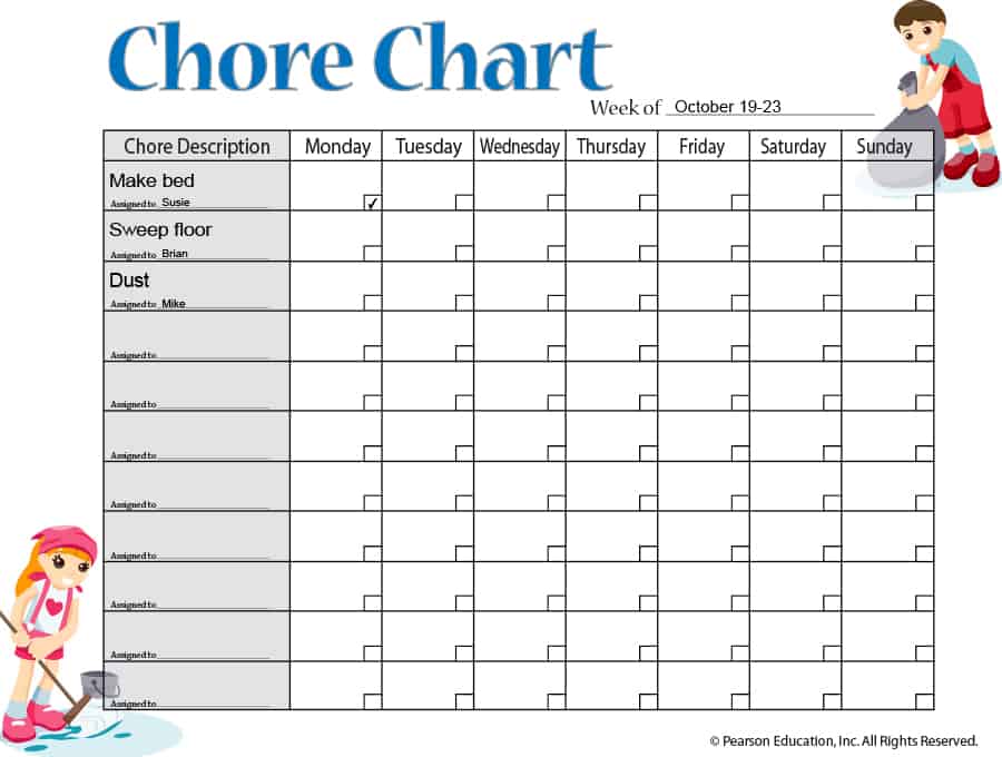 43 FREE Chore Chart Templates for Kids ᐅ Template Lab