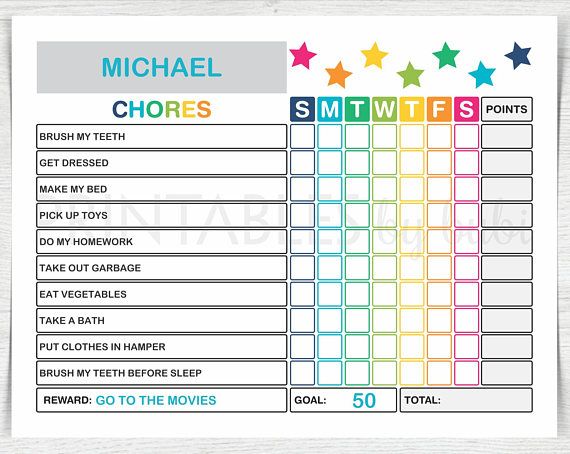 Kids Chore Chart, Chore Chart for Kids, Kids Chores 