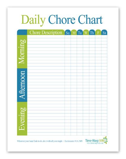 Free Printable!! Daily Chore Chart | Home | Daily chore charts 