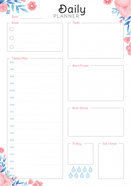 Daily Planner Templates Printable   Download Free PDF