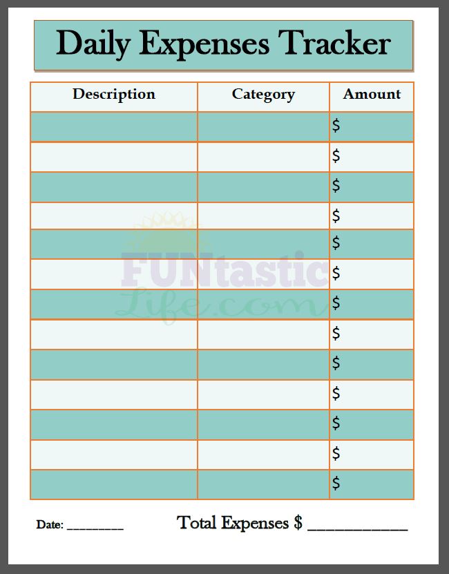 FREE Printable Daily Expenses Tracker   Funtastic Life
