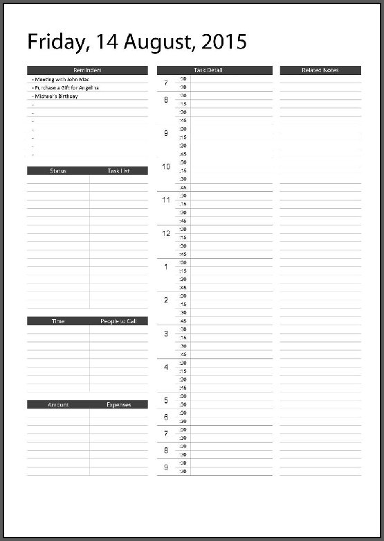 Daily Task List Printable Template Business PSD Excel Word PDF