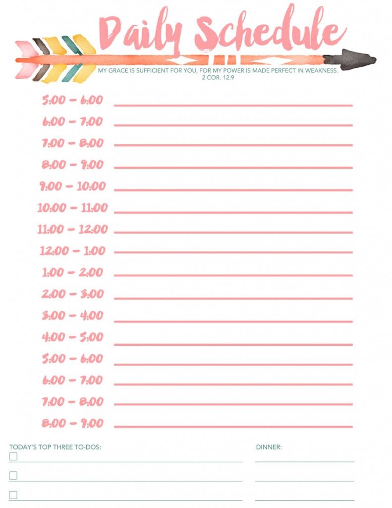 Daily Schedule Free Printable | Planners & Bullet Journals | Daily 