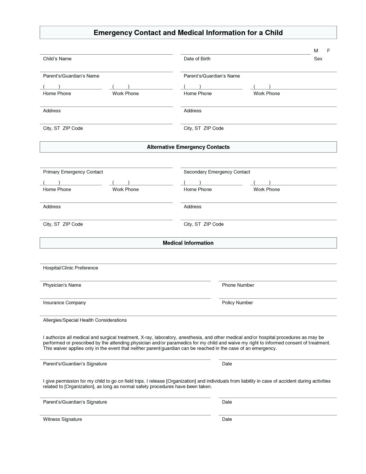 Daycare Forms Printable Free Template Business PSD Excel Word PDF