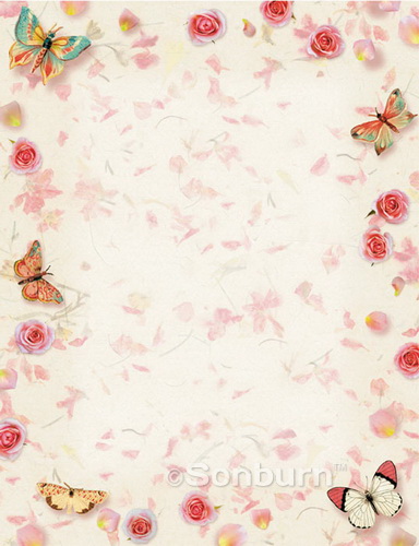 Butterflies and Roses Design Paper | Printable Stationery 8.5