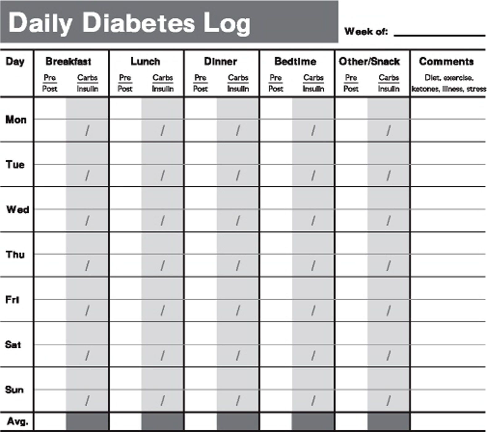 Diabetes Log Book Printable Template Business PSD Excel Word PDF