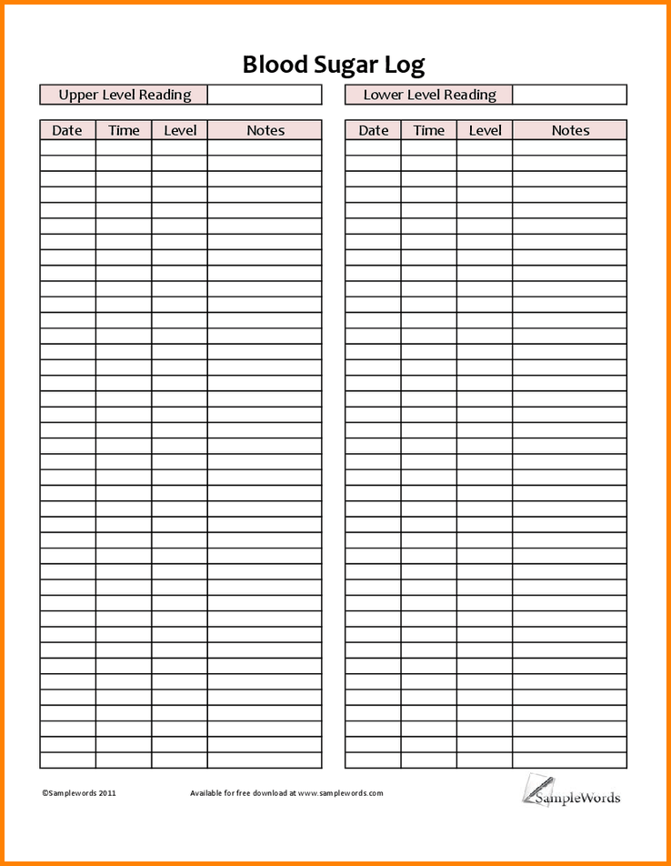 Diabetes Log Sheet Printable Template Business PSD Excel Word PDF