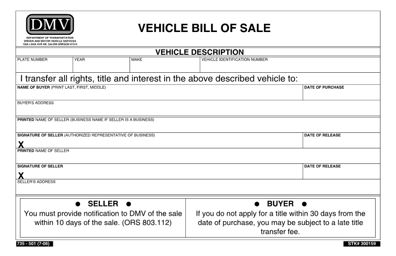 Free Motor Vehicle (DMV) Bill of Sale Form   Word | PDF | eForms 