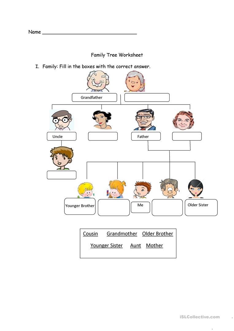 Family Tree Worksheet   English ESL Worksheets