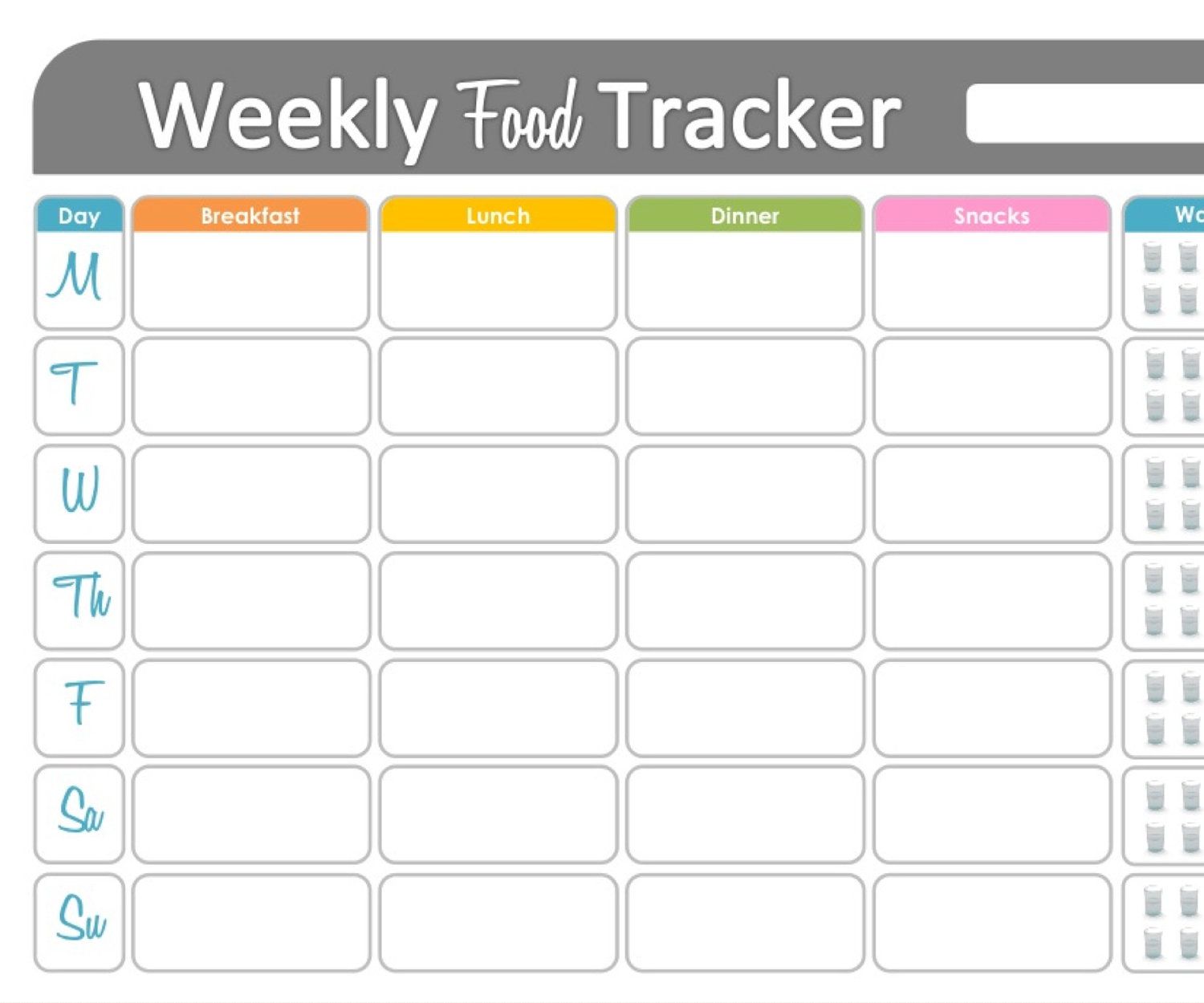 Food Tracker Chart   HashTag Bg