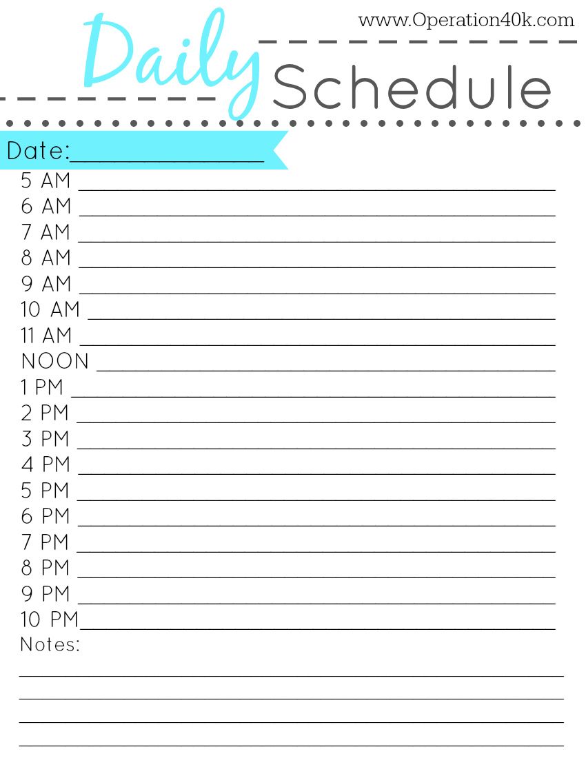 Free Printable Daily Schedule | tips | Daily schedule template 