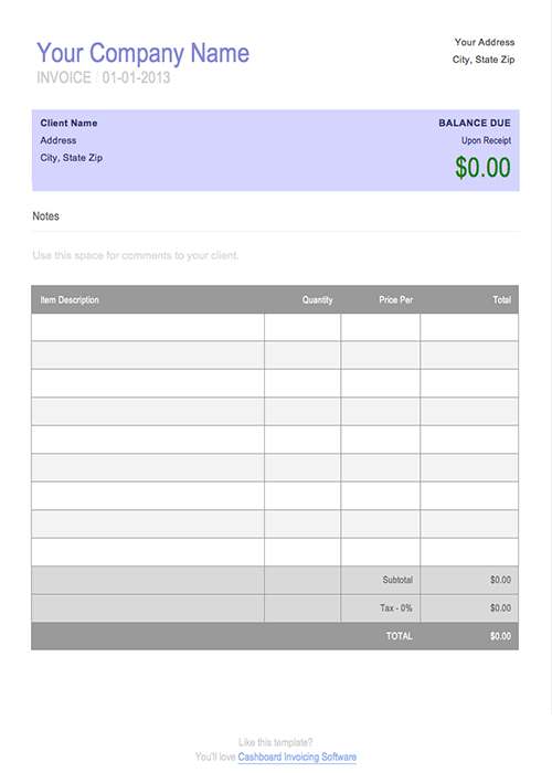 Free Blank Invoice Templates   10 Sample Forms to Download