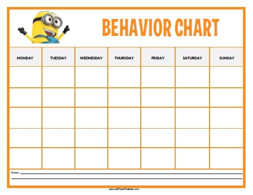 Free Printable Minions Behavior Chart | Toddlers and forward 