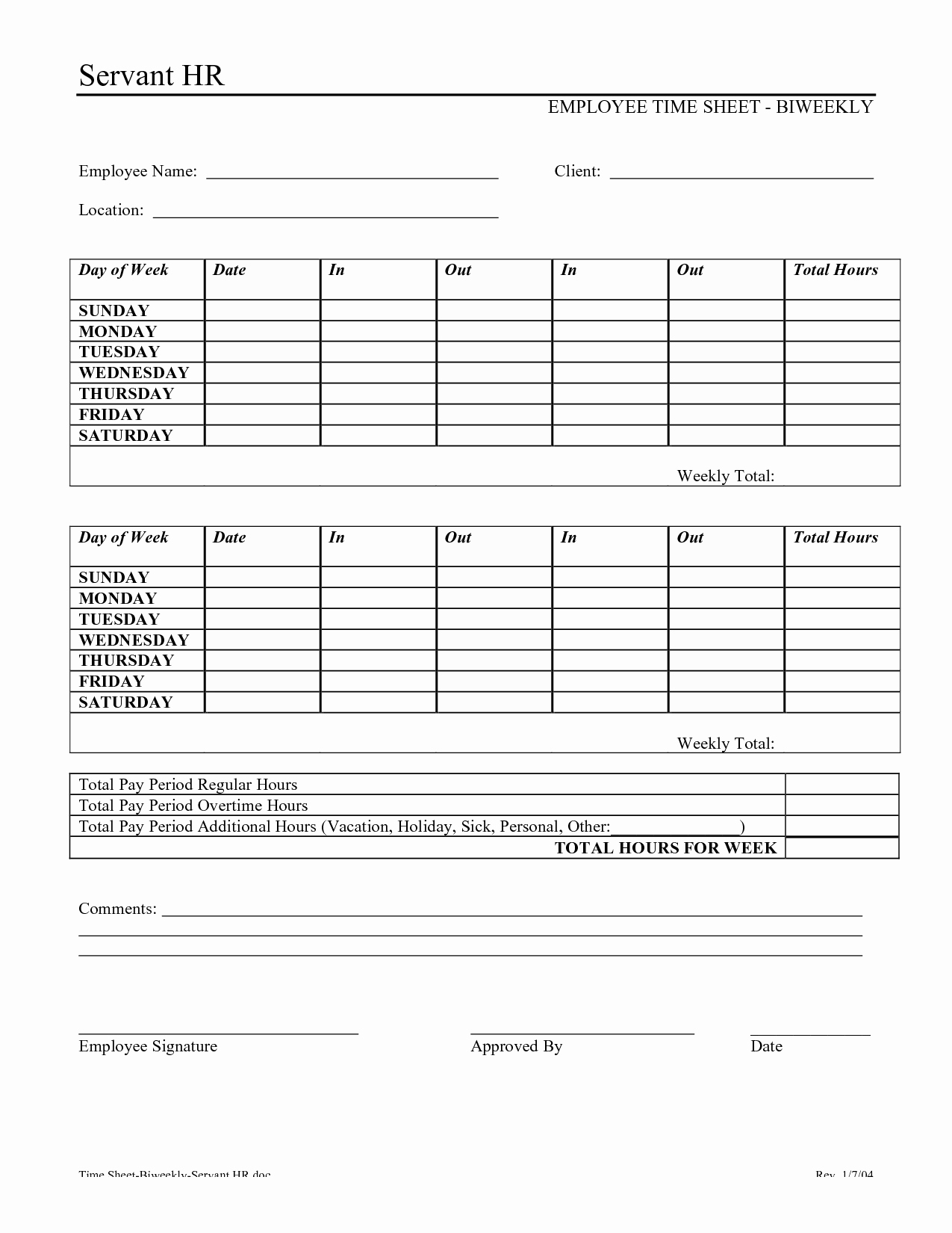 004 Template Ideas Employee Biweekly Time Sheet And Best Of Free 