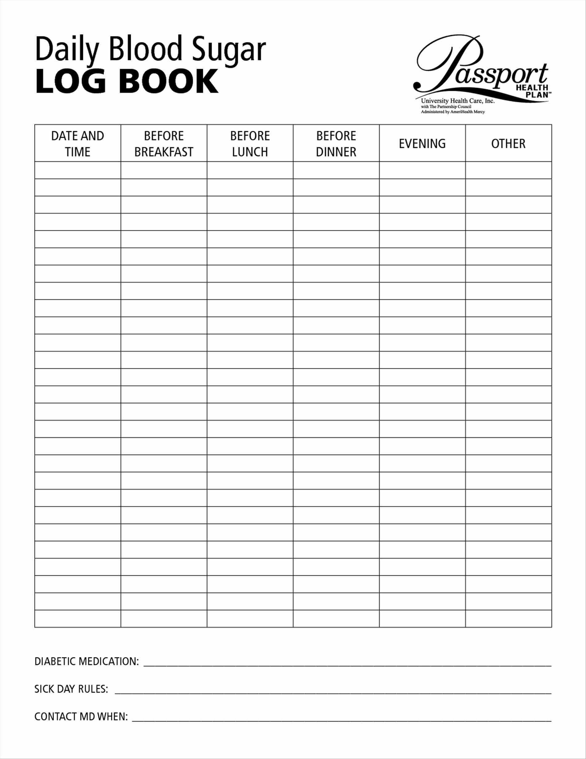 Free Printable Blood Sugar Log Sheets Template Business PSD, Excel