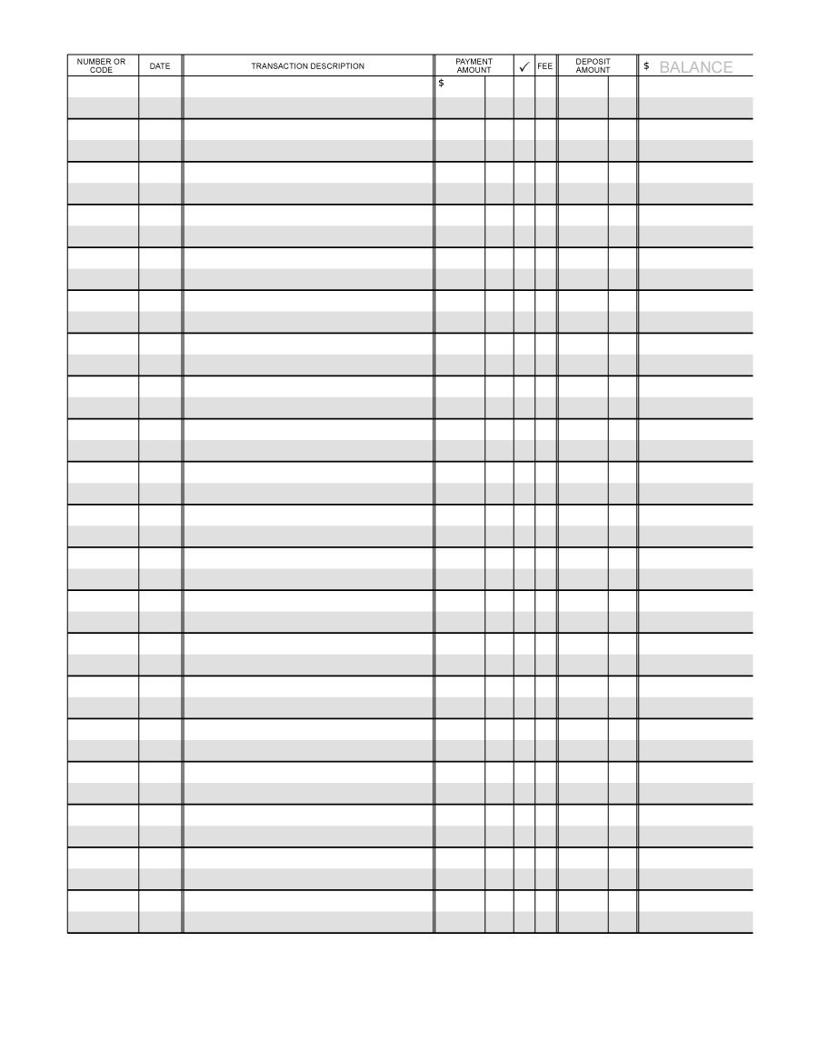 Printable Check Registers | Template Business