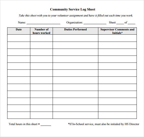 Community Service Log Sheet Printable (79+ images in Collection 