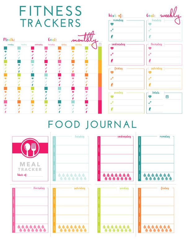Printable Fitness Trackers and Food Journal | Organization 