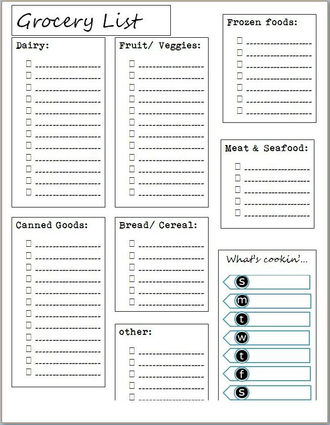 Free Printable Grocery List By Aisle | Template Business PSD, Excel
