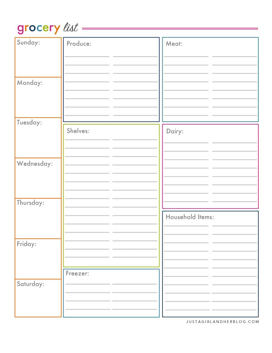 Free Printable Grocery List By Aisle | Template Business PSD, Excel