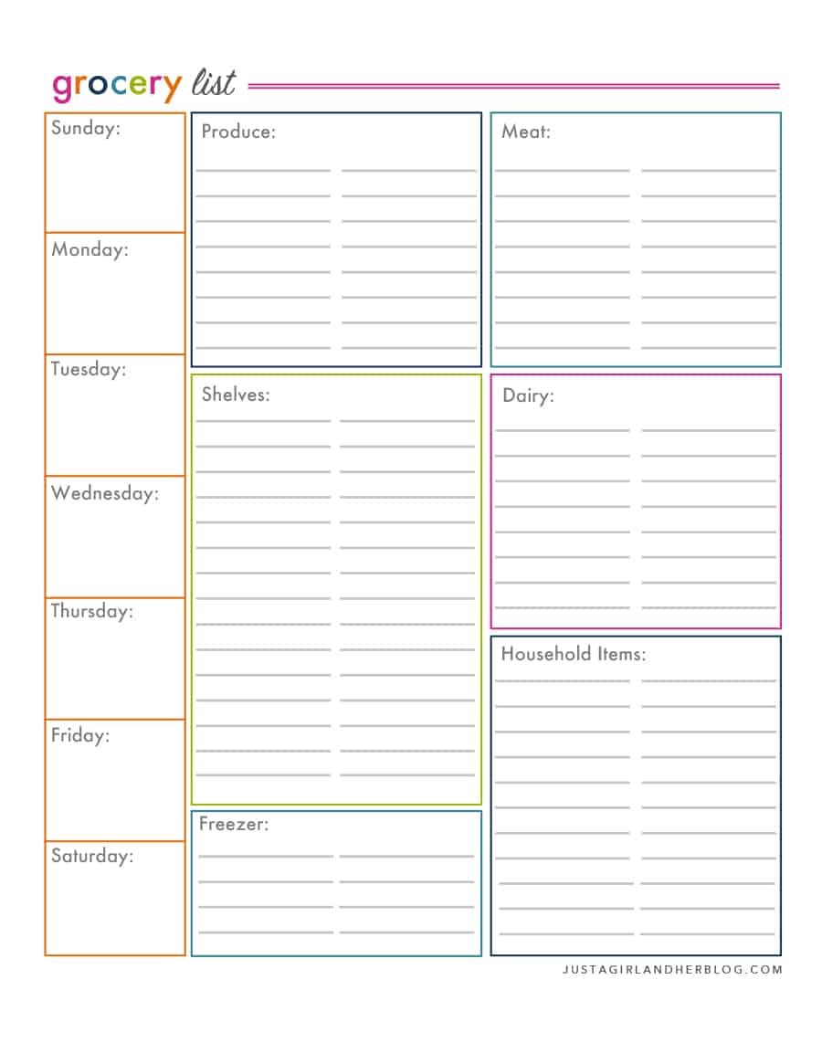 Free printable grocery list by aisle