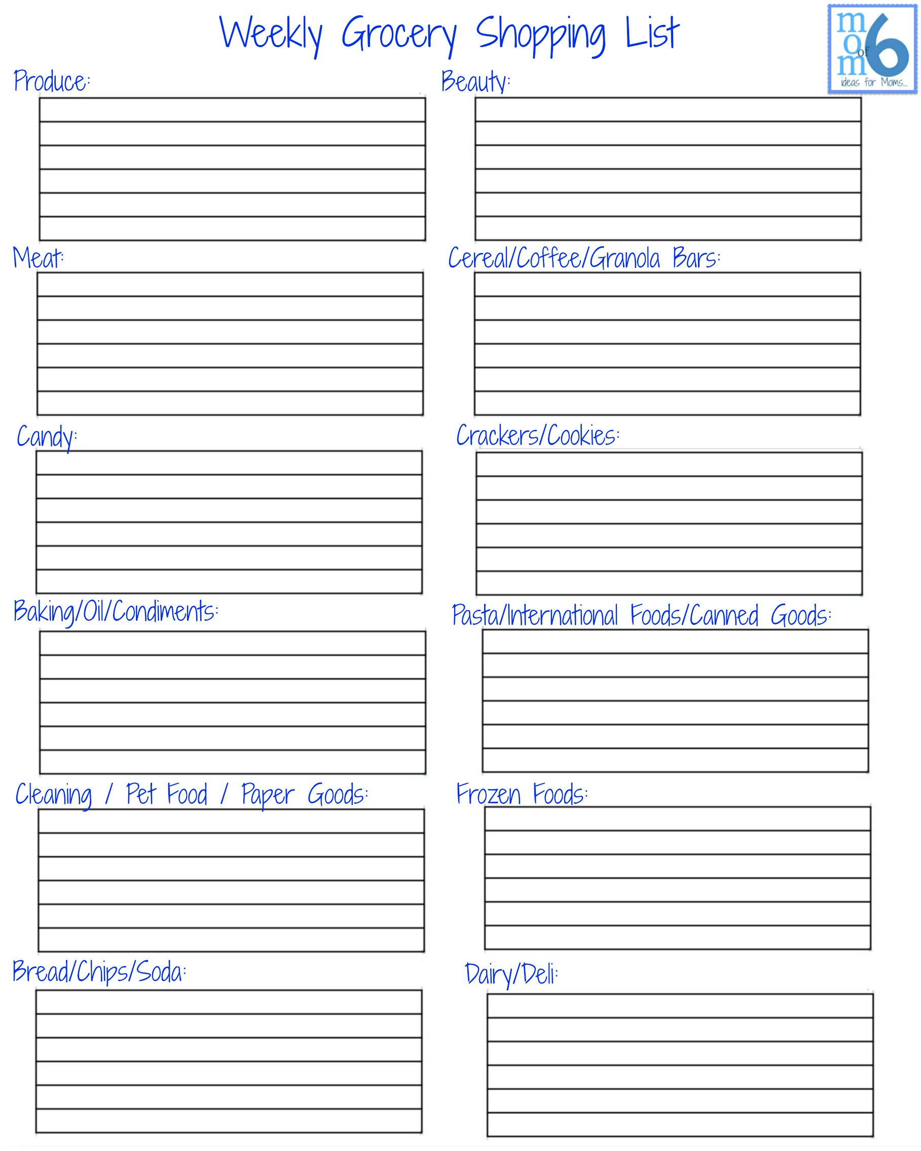 Free Printable Grocery List and Meal Planner | FORMS | Grocery 