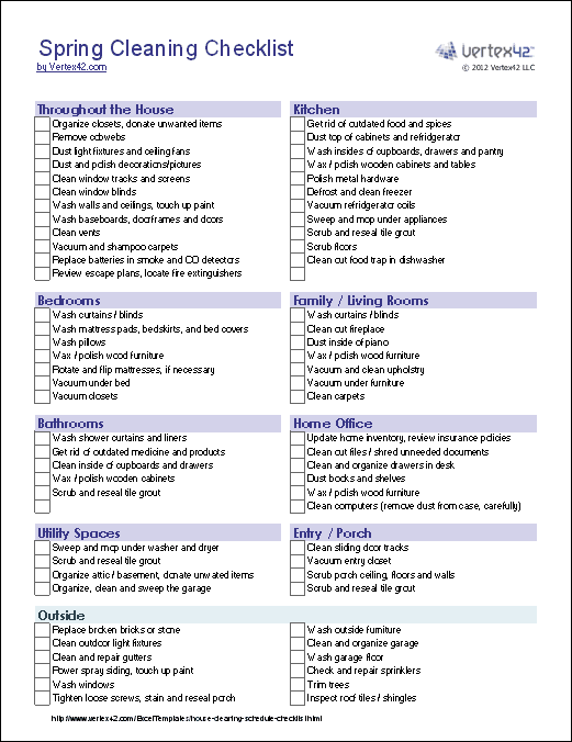 Cleaning Schedule Template   Printable House Cleaning Checklist 
