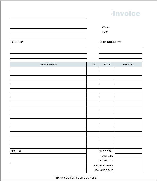 Free Printable Construction Invoice Template Templates Printable Download