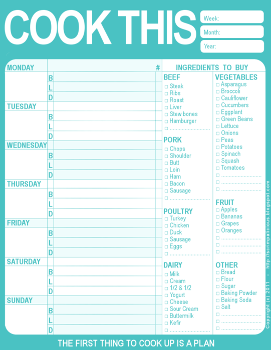 Free Printable Meal Planner Template   Paper Trail Design