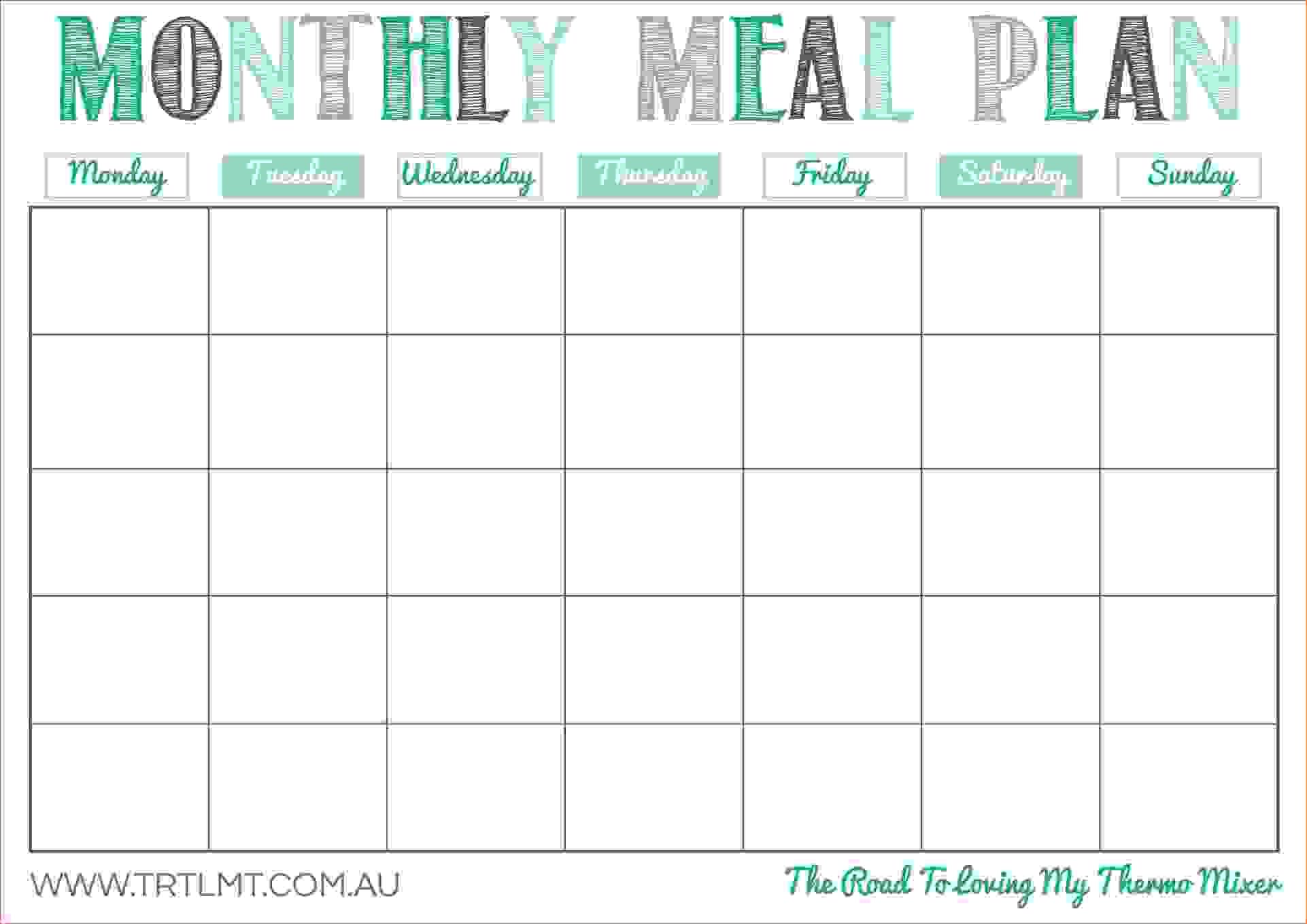 Free Printable Monthly Meal Planner Template | Home organization 