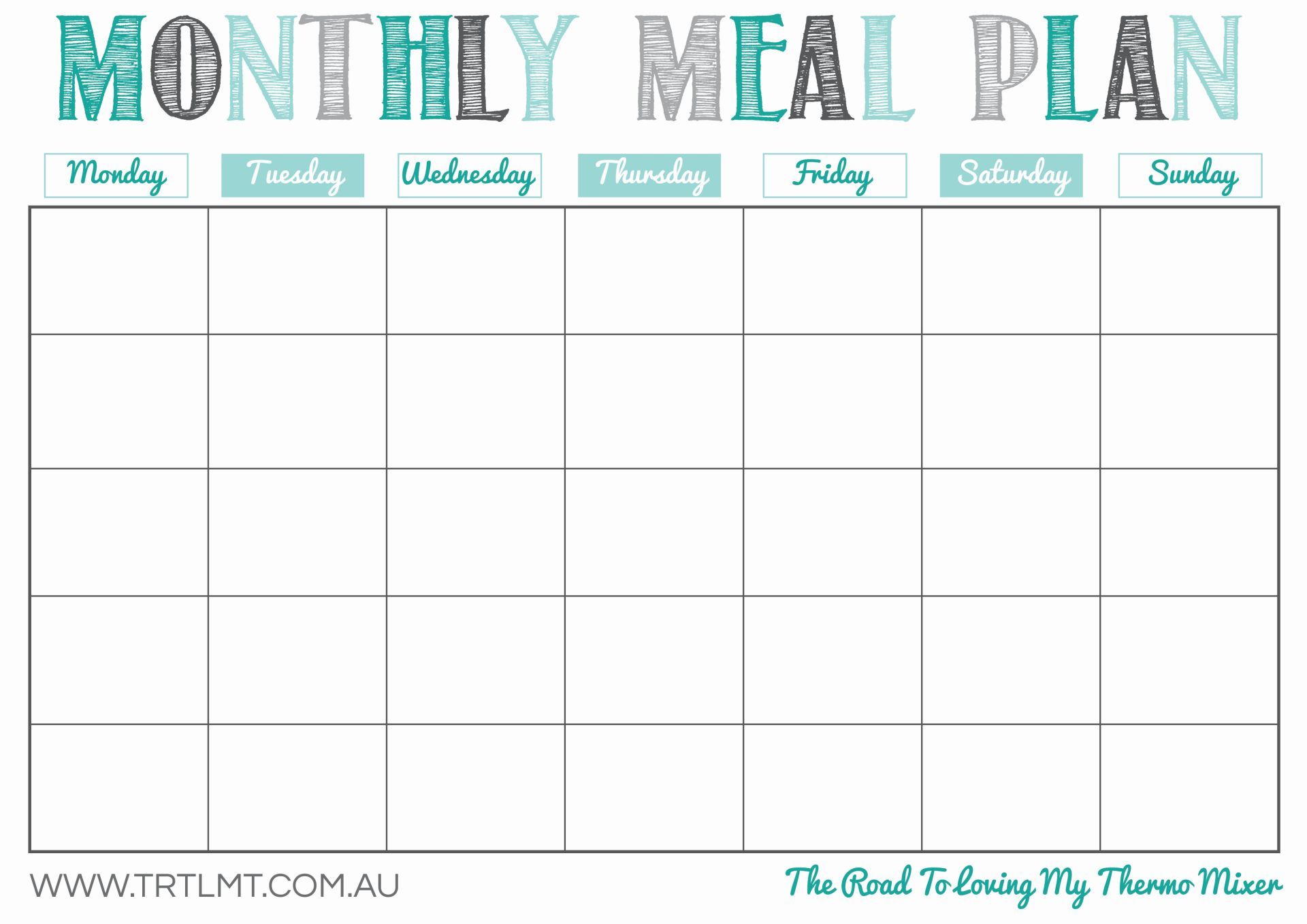 Printable Monthly Meal Planner | organization in 2019 | Monthly 