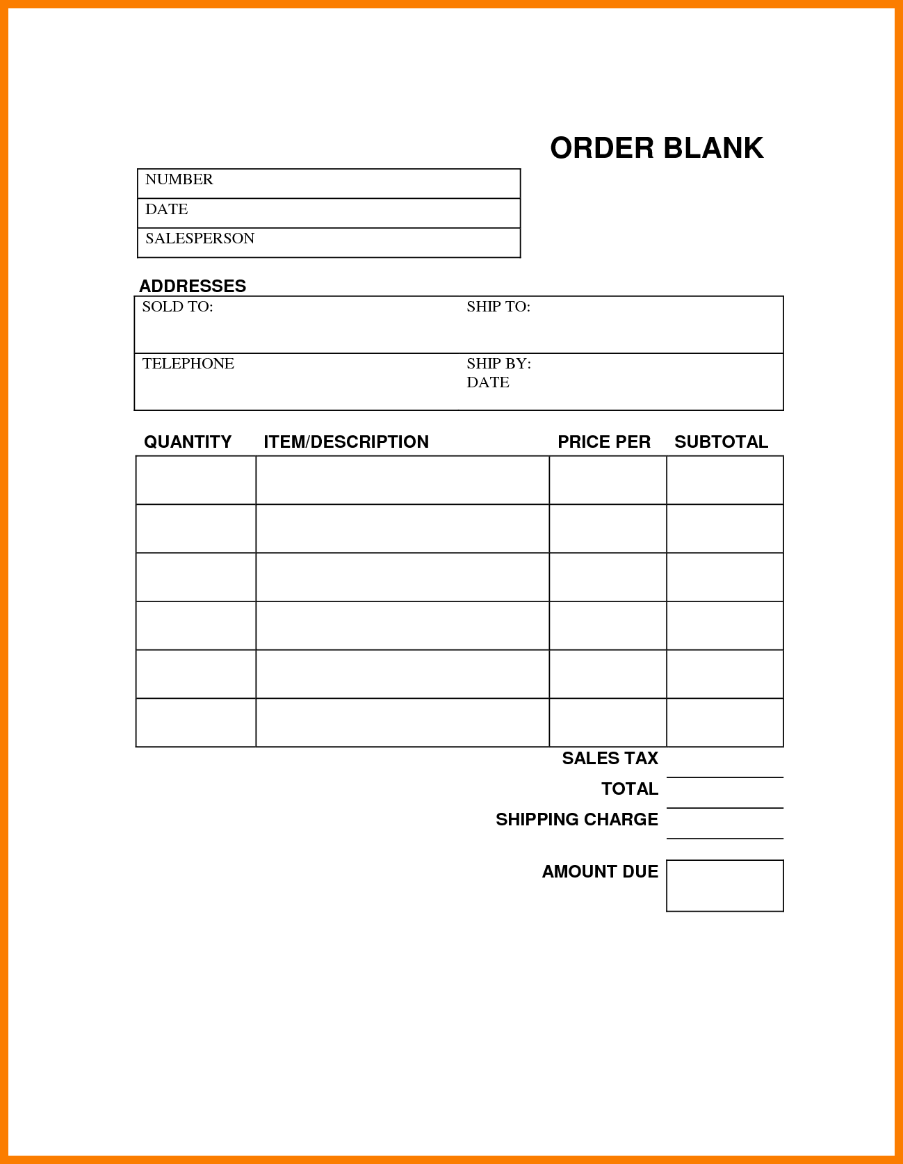 006 Custom Order Form Template Printable Blank Others Forms Free 