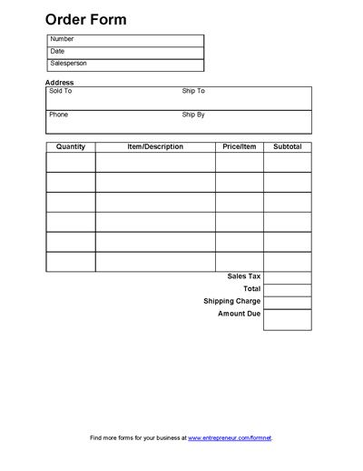 Sales Order Form | Order form | Order form template, Order form 