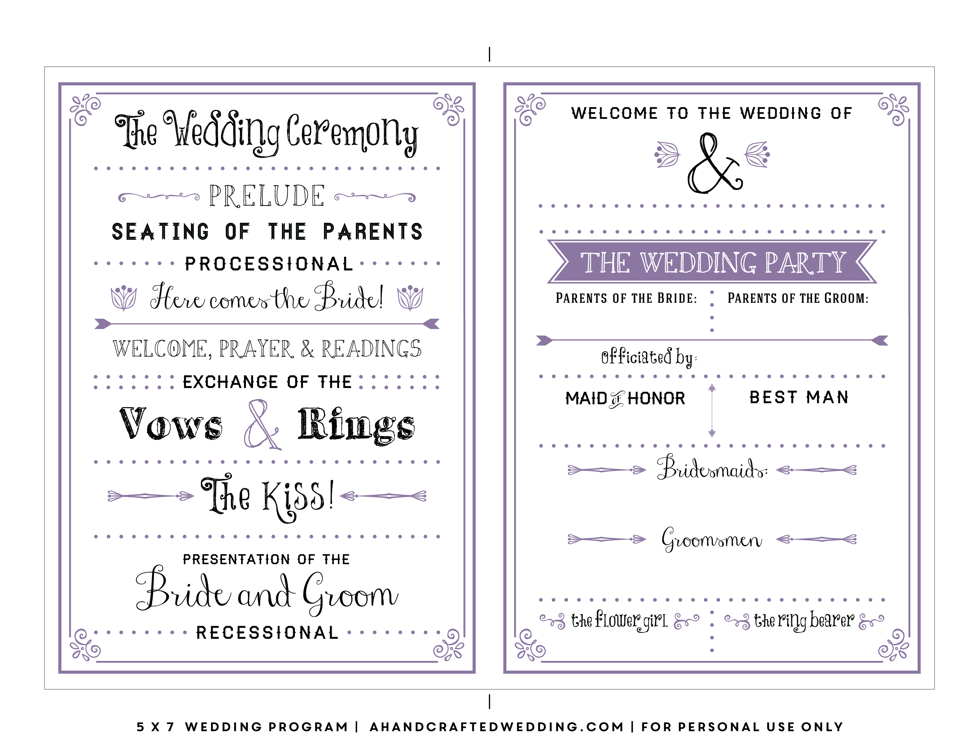 Free Printable Wedding Program Templates | brittney taylor